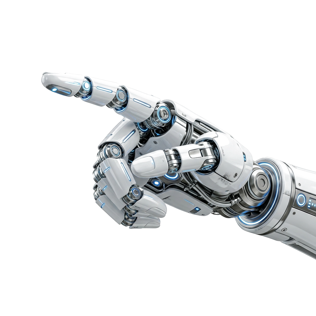 Futuristic Robotic Hand pointing to roadmap